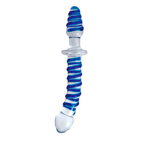 Adam & Eve Twisted Love Glass Dildo - Clear/Blue 24 cm (9.5'') Double Ended Glass Dong - Hush Store Sydney 