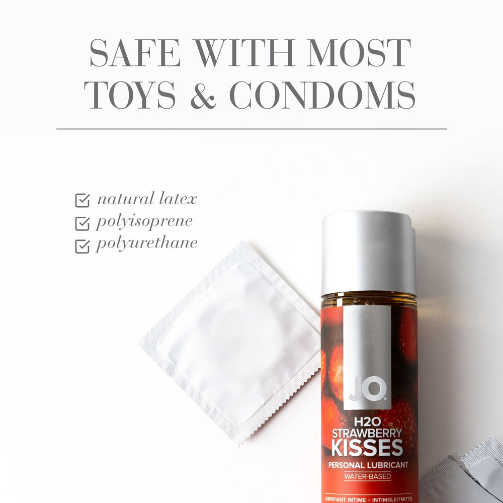JO H2O Strawberry Kisses Lube - 30 mL - Strawberry Flavoured Water Based Lubricant - 30 ml Bottle - Hush Store Sydney 