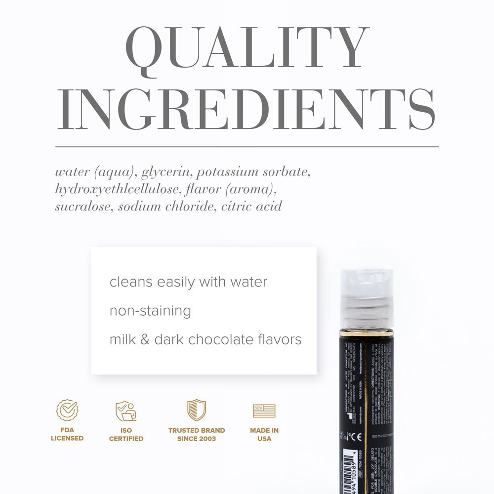 JO Gelato Decadent Double Chocolate Lubricant - 30 mL - Chocolate Flavoured Water Based Lubricant - 30 ml Bottle - Hush Store Sydney 