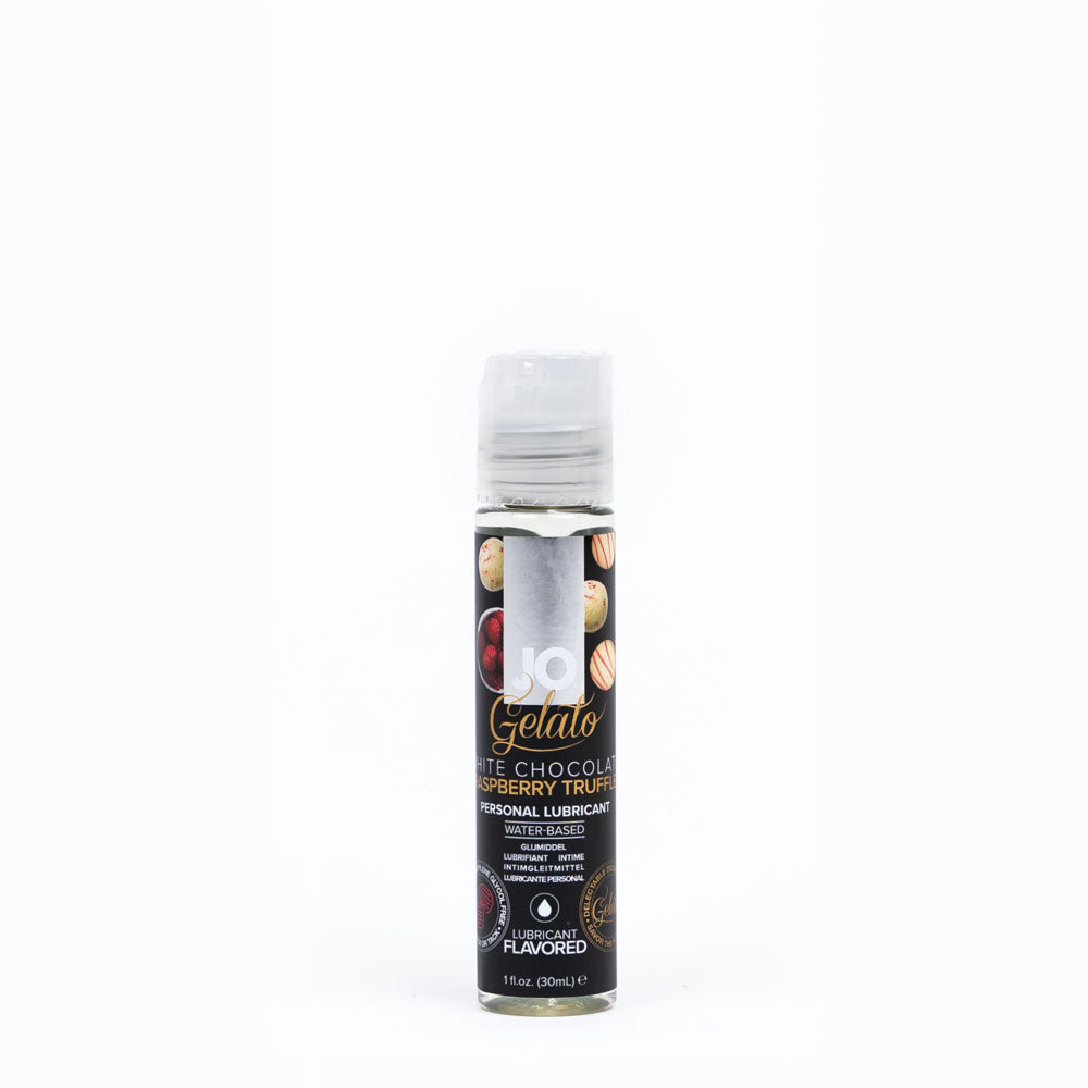 JO Gelato White Chocolate Raspberry Lube - 30 mL - White Chocolate Raspberry Flavoured Water Based Lubricant - 30 ml Bottle - Hush Store Sydney 