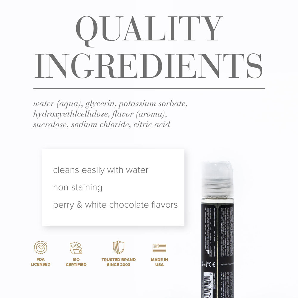 JO Gelato White Chocolate Raspberry Lube - 30 mL - White Chocolate Raspberry Flavoured Water Based Lubricant - 30 ml Bottle - Hush Store Sydney 