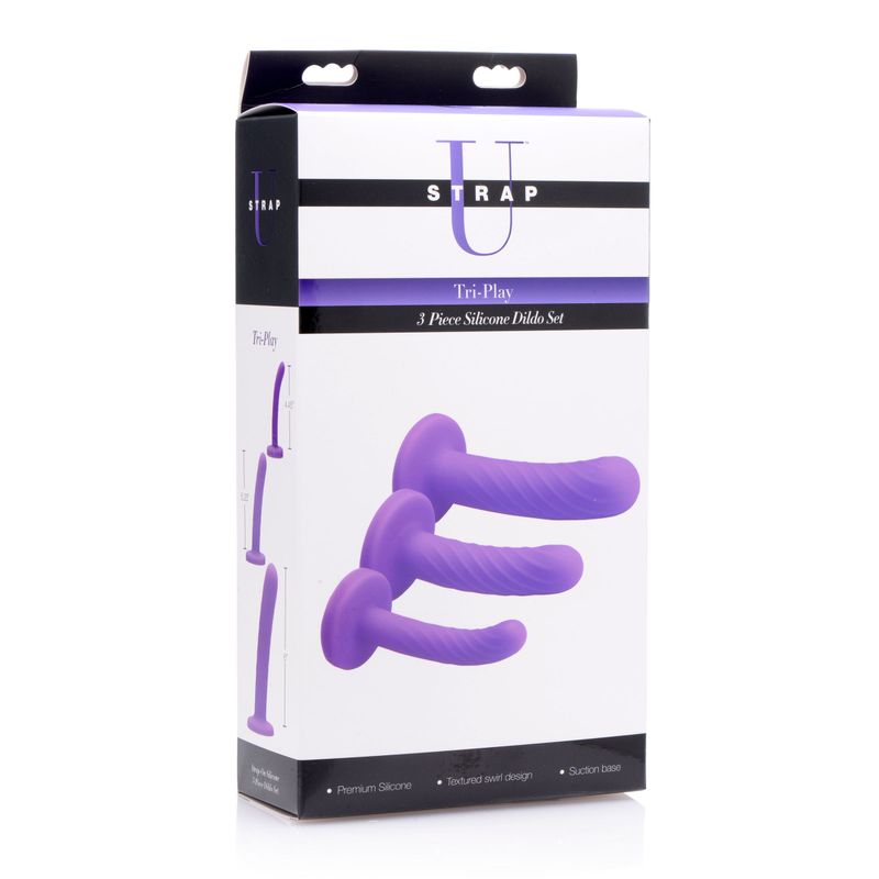 Tri-Play 3 Pc Purple Silicone Dildo Set - Hush Store Sydney 