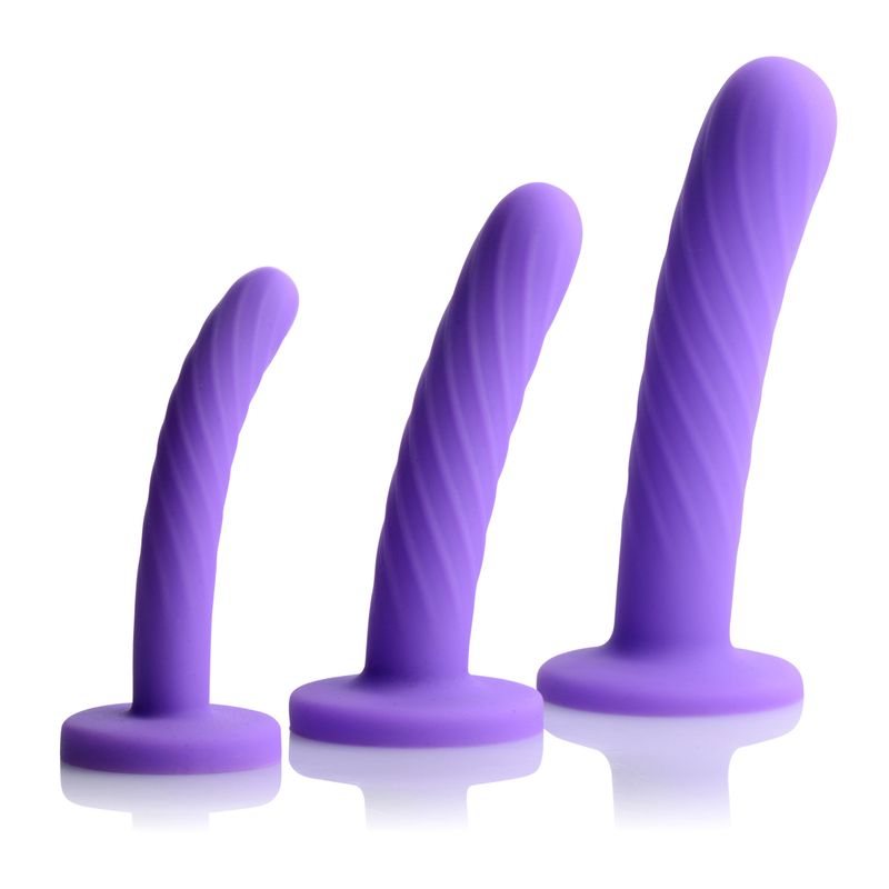 Tri-Play 3 Pc Purple Silicone Dildo Set - Hush Store Sydney 