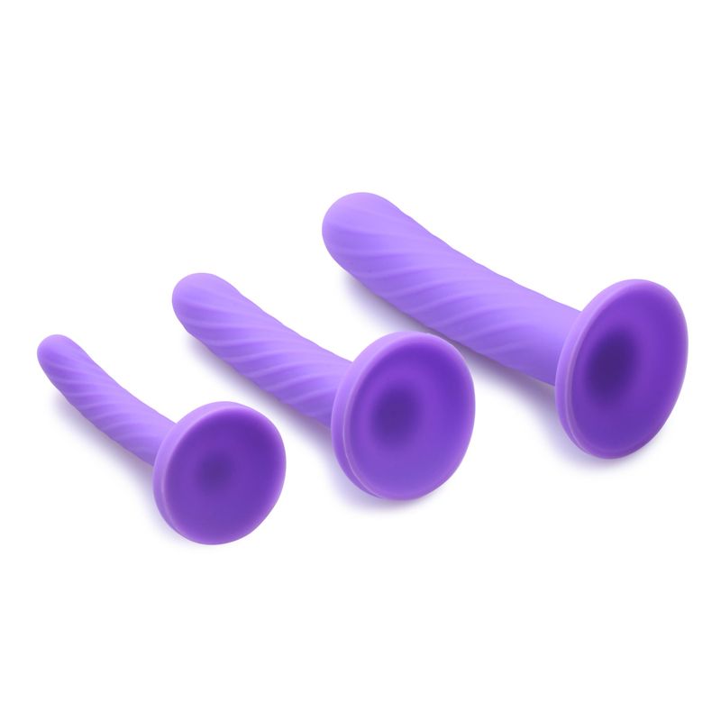 Tri-Play 3 Pc Purple Silicone Dildo Set - Hush Store Sydney 