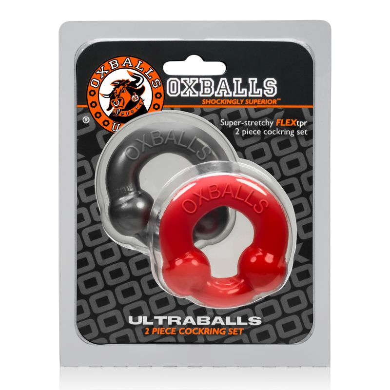 Ultraballs 2 Pk Cockring Steel And Red - Hush Store Sydney 