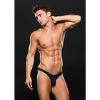Microfibre Low Rise Zip Thong Black