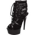 Black Lace Open Toe Platform Ankle Bootie 6in Heel - Hush Store Sydney 