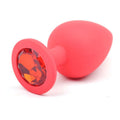 Red Silicone Anal Plug Large w Red Diamond - Hush Store Sydney 