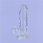 Crystal Dildo w Balls 6in Clear