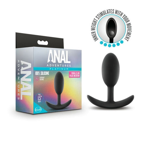 Anal Adventures Platinum Silicone Vibra Slim Plug Medium - Hush Store Sydney 