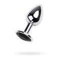 Silver Metal Anal Plug w Black Gem Small - Hush Store Sydney 