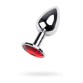 Silver Metal Anal Plug w Red Ruby Gem Small - Hush Store Sydney 