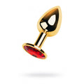 Gold Metal Anal Plug w Red Ruby Gem Small - Hush Store Sydney 
