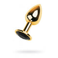 Gold Metal Anal Plug w Black Tourmaline Gem Small - Hush Store Sydney 