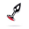 Silver Metal Anal Plug w Red Ruby Heart Gem Small - Hush Store Sydney 