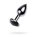 Silver Metal Anal Plug w Black Tourmaline Heart Gem Small - Hush Store Sydney 
