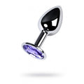 Silver Metal Anal Plug w Amethyst Crystal Small - Hush Store Sydney 