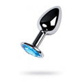 Silver Metal Anal Plug w Topaz Crystal Small - Hush Store Sydney 