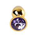 Gold Metal Anal Plug w Amethyst Crystal Small - Hush Store Sydney 