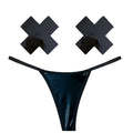 Dom Squad Black Wet Vinyl Pastie & G-String Set - Hush Store Sydney 