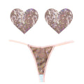 Bubbly Feels Nude Sequin Pantie and Heart Pastie Set - Hush Store Sydney 