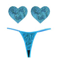 Mahi Mahi Blue Sequin G-String and Heart Pastie Set - Hush Store Sydney 
