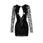 Power Wetlook Short Dress w Lace Sleeves