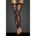 Tulle Stockings w Patterned Flock Embroidery & Power Wetlook Band - Hush Store Sydney 