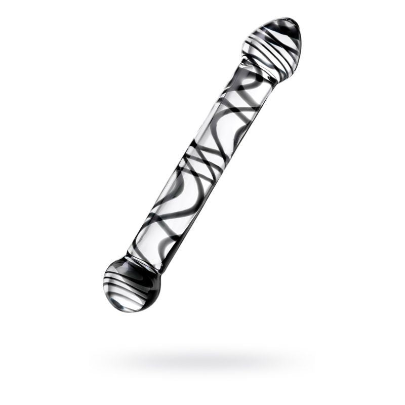 Sexus Glass Dildo Duo Black Swirl 20.5cm - Hush Store Sydney 