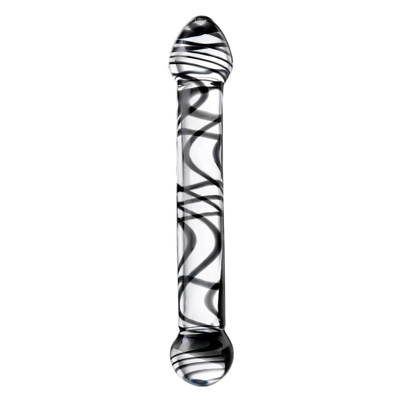 Sexus Glass Dildo Duo Black Swirl 20.5cm - Hush Store Sydney 