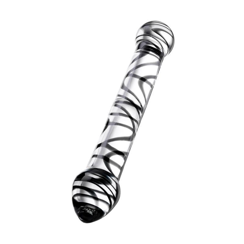Sexus Glass Dildo Duo Black Swirl 20.5cm - Hush Store Sydney 