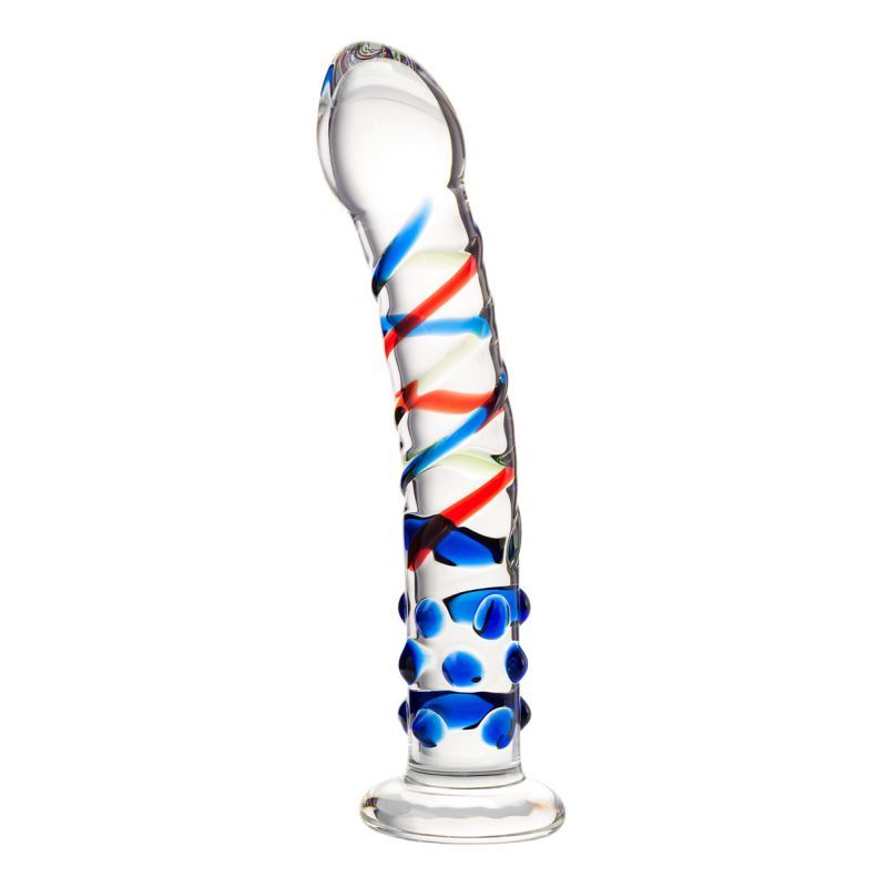 Sexus Glass Dildo Blue Tip 18cm - Hush Store Sydney 