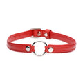 Fiery Pet Leather Choker w Silver Ring Red - Hush Store Sydney 