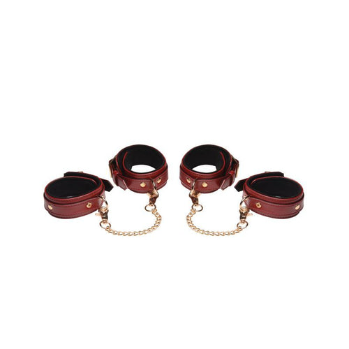 6 Pc PU Leather Bondage Set Burgundy - Hush Store Sydney 