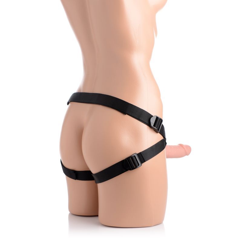 Seducer 7" Silicone Dildo w Harness Flesh - Hush Store Sydney 