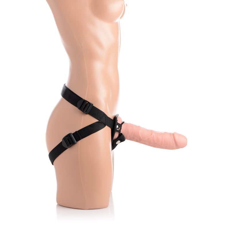 Brazen 8" Silicone Dildo w Harness Flesh - Hush Store Sydney 