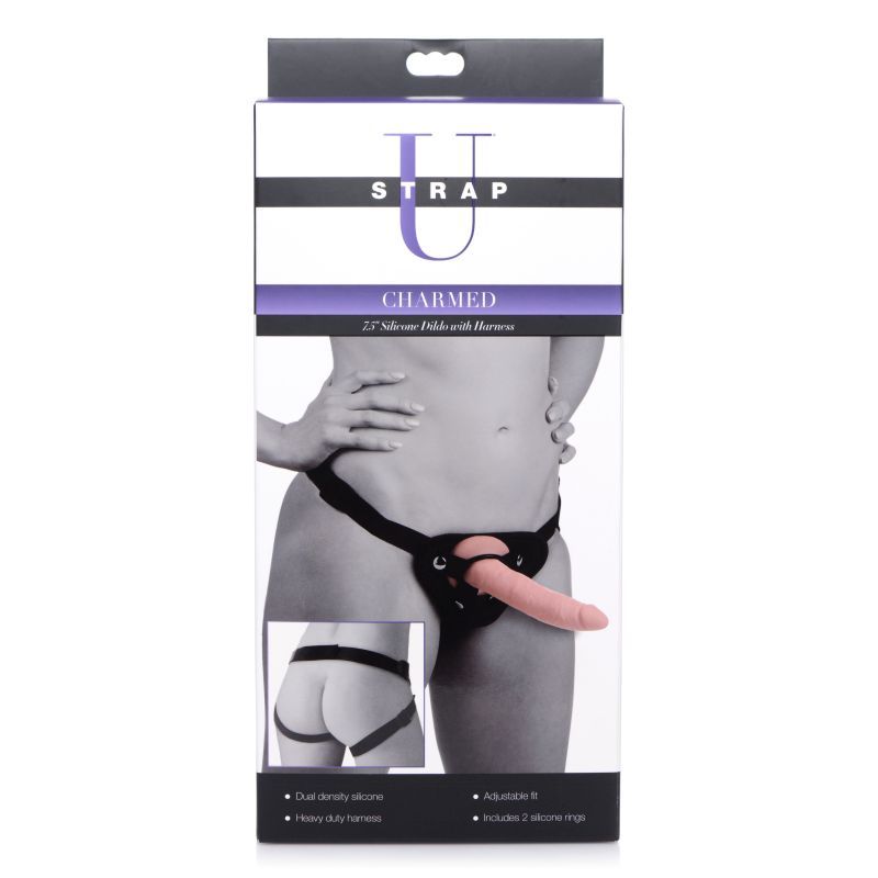 Charmed 7.5in Silicone Dildo w Harness Flesh - Hush Store Sydney 