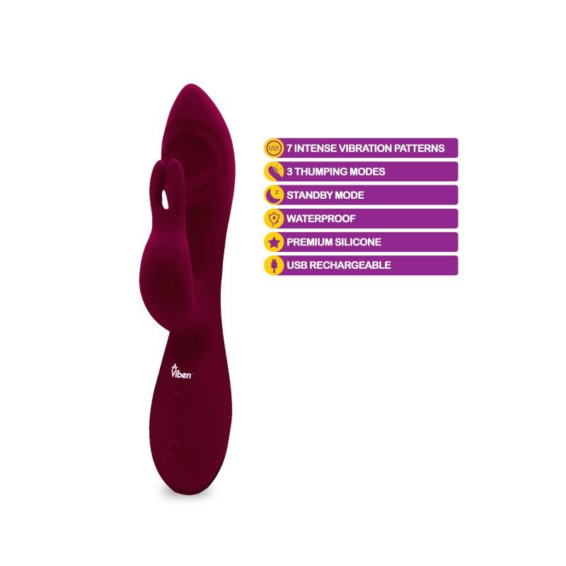 Thumping Viben Pzazz Rechargeable Thumping Rabbit Ruby – Hush Store Sydney