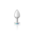 Cheeky Charms Silver Round Butt Plug w Clear Iridescent Jewel Medium - Hush Store Sydney 