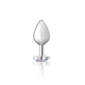 Cheeky Charms Silver Metal  Butt Plug w Heart Clear Jewel Medium - Hush Store Sydney 