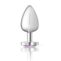 Cheeky Charms Silver Metal  Butt Plug w Heart Clear Jewel Large - Hush Store Sydney 