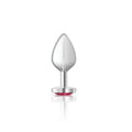 Cheeky Charms Silver Metal  Butt Plug w Heart Pink Jewel Medium - Hush Store Sydney 