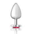 Cheeky Charms Silver Metal  Butt Plug w Heart Pink Jewel Large - Hush Store Sydney 