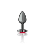 Cheeky Charms Gunmetal  Butt Plug w Heart Red Jewel Small - Hush Store Sydney 