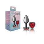 Cheeky Charms Gunmetal  Butt Plug w Heart Red Jewel Small - Hush Store Sydney 