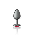 Cheeky Charms Gunmetal  Butt Plug w Heart Red Jewel Medium - Hush Store Sydney 