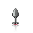 Cheeky Charms Gunmetal  Butt Plug w Heart Red Jewel Medium - Hush Store Sydney 