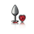 Cheeky Charms Gunmetal  Butt Plug w Heart Red Jewel Medium - Hush Store Sydney 