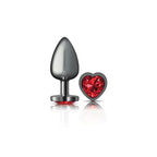 Cheeky Charms Gunmetal  Butt Plug w Heart Red Jewel Large - Hush Store Sydney 