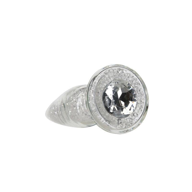 Pillow Talk Fancy Luxurious Glass Anal Plug w Clear Gem - Hush Store Sydney 